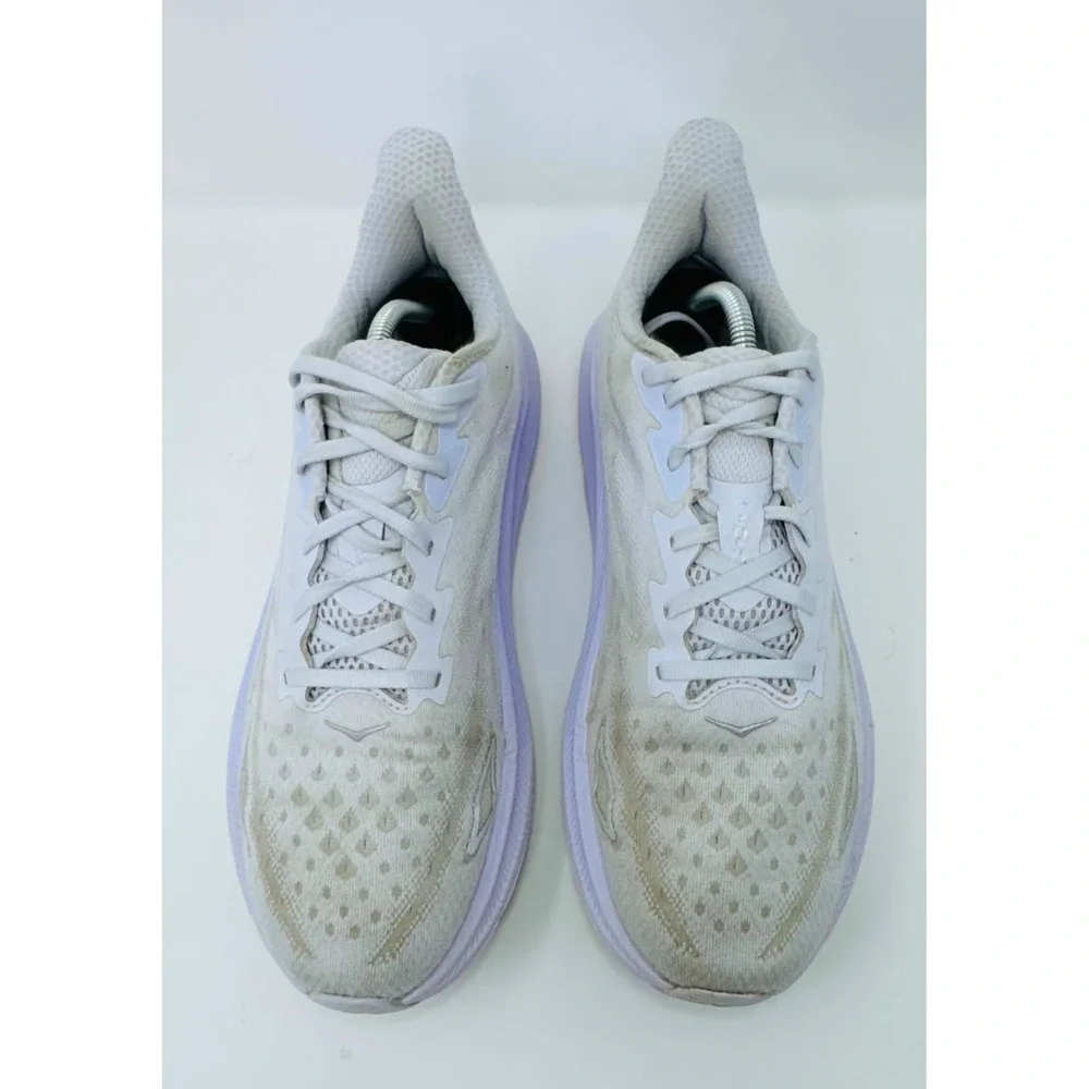 Hoka One One Clifton 9 Shoes Womens Size 12B White Purple 1127896 SGLW Comfort